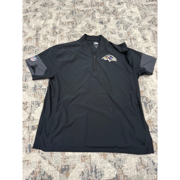Nike Baltimore Ravens NFL Sideline 1/4 Zip Team Issued Pullover Mens XL Black